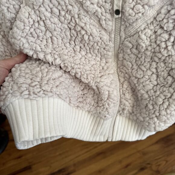 PrAna Cream Permafrost Sherpa Fleece Hooded Full Zip Hoodie Vest Size XL - Picture 5 of 13